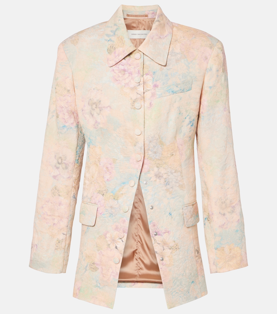 

Жаккардовый блейзер с цветочным узором из льняной смеси Dries Van Noten, Lpink