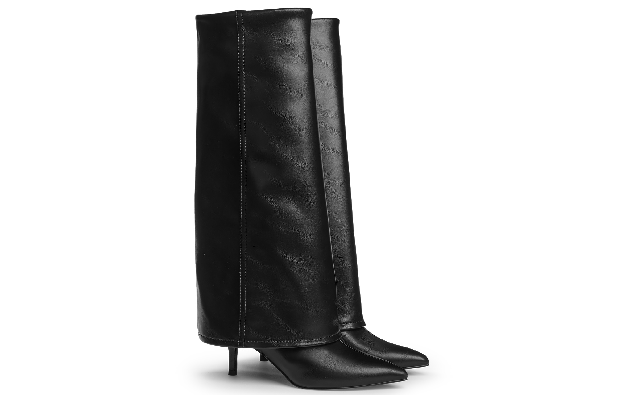 CHARLES&KEITH Чёрные женские ботинки Small CK до колена на каблуке 6,5 см, цвет Black — фото 2