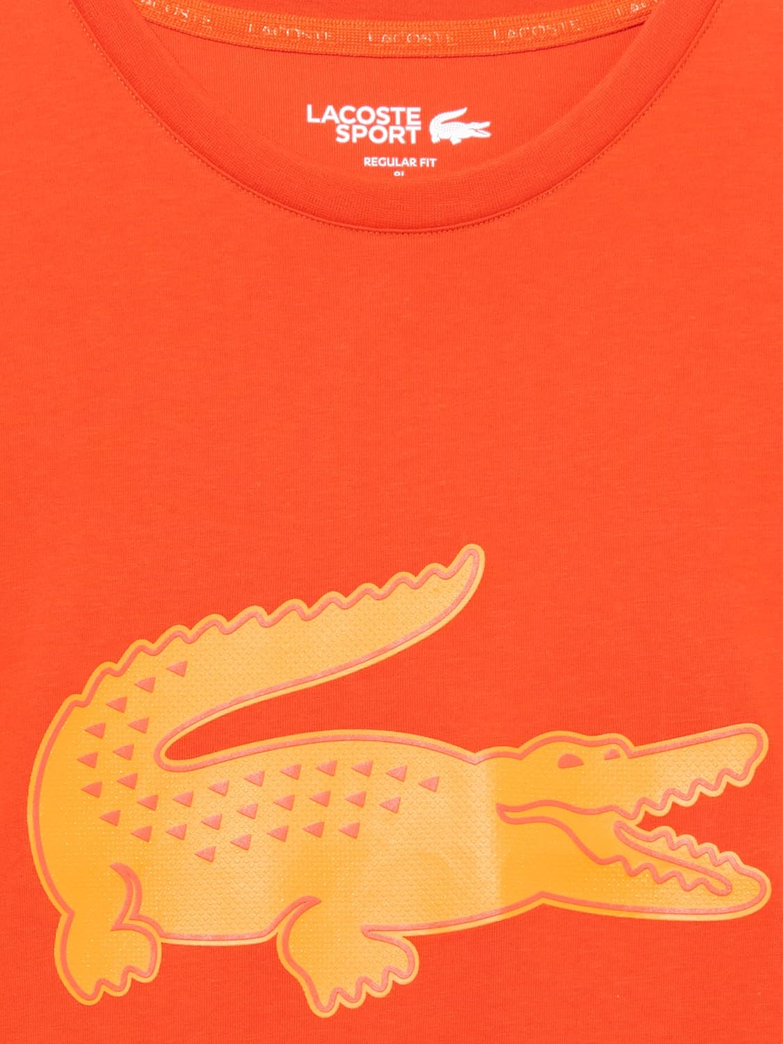Мужская футболка Lacoste с круглым вырезом, коротким рукавом, стандартным кроем и фирменной символикой, Corrida/Flashy Orange — фото 2