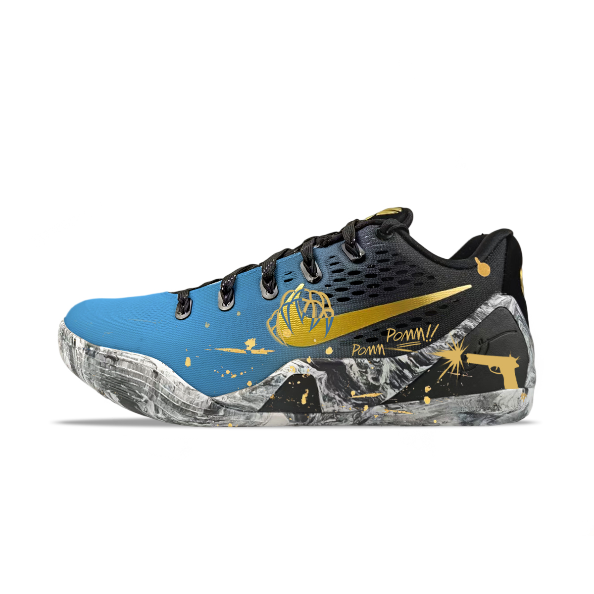 

Nike Кроссовки Kobe 9 устойчивые к истиранию низкие баскетбольные черно-синие, цвет Black Blue