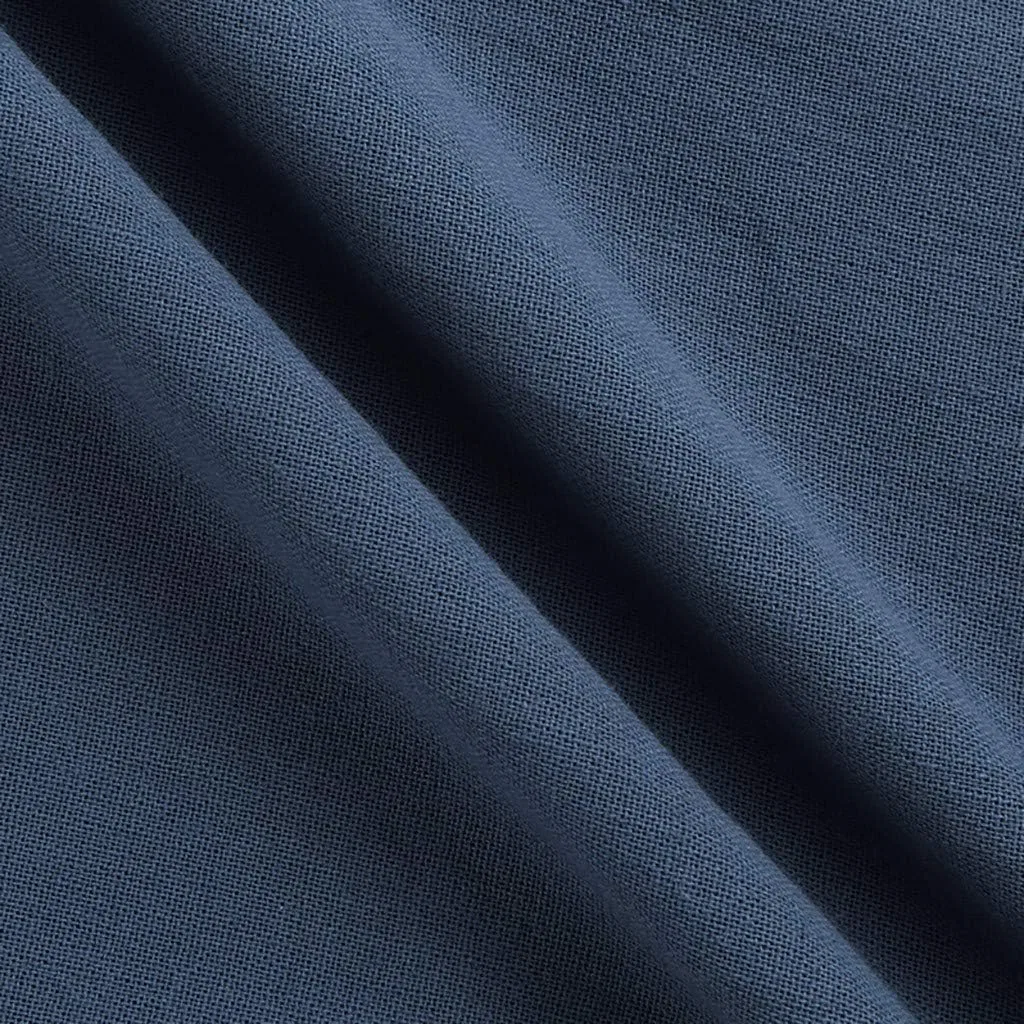 Женские широкие брюки, хлопок и лён, на завязке, Navy53 — фото 3