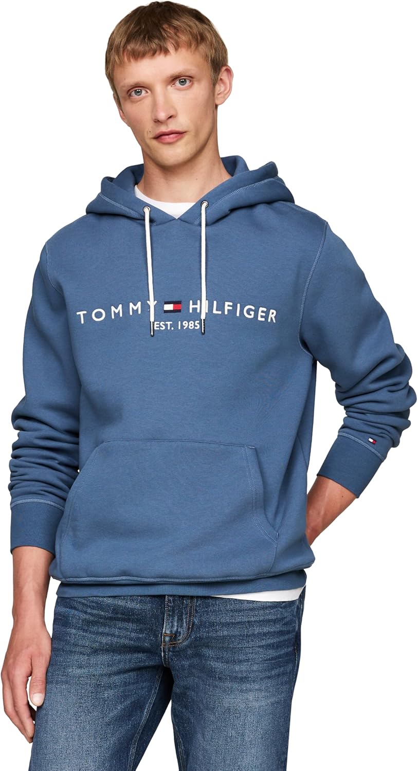 

Мужская флисовая толстовка Tommy Hilfiger средней плотности с вышитым логотипом, также доступна в размерах для больших и высоких размеров, Aegean Sea