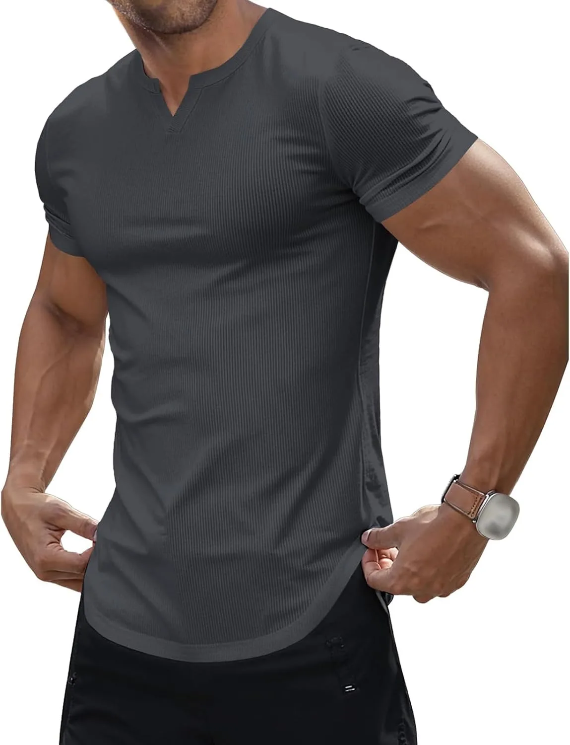 

Футболка для тренировок мужская Stretchy V-образный вырез Slim Fit Thatrich