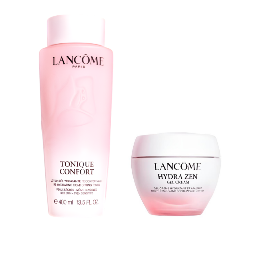 LANCOME Lankou большой розовый набор для ухода за кожей вода+крем для лица увлажняющий и питающий 200мл+50мл/400мл+50мл — фото 2
