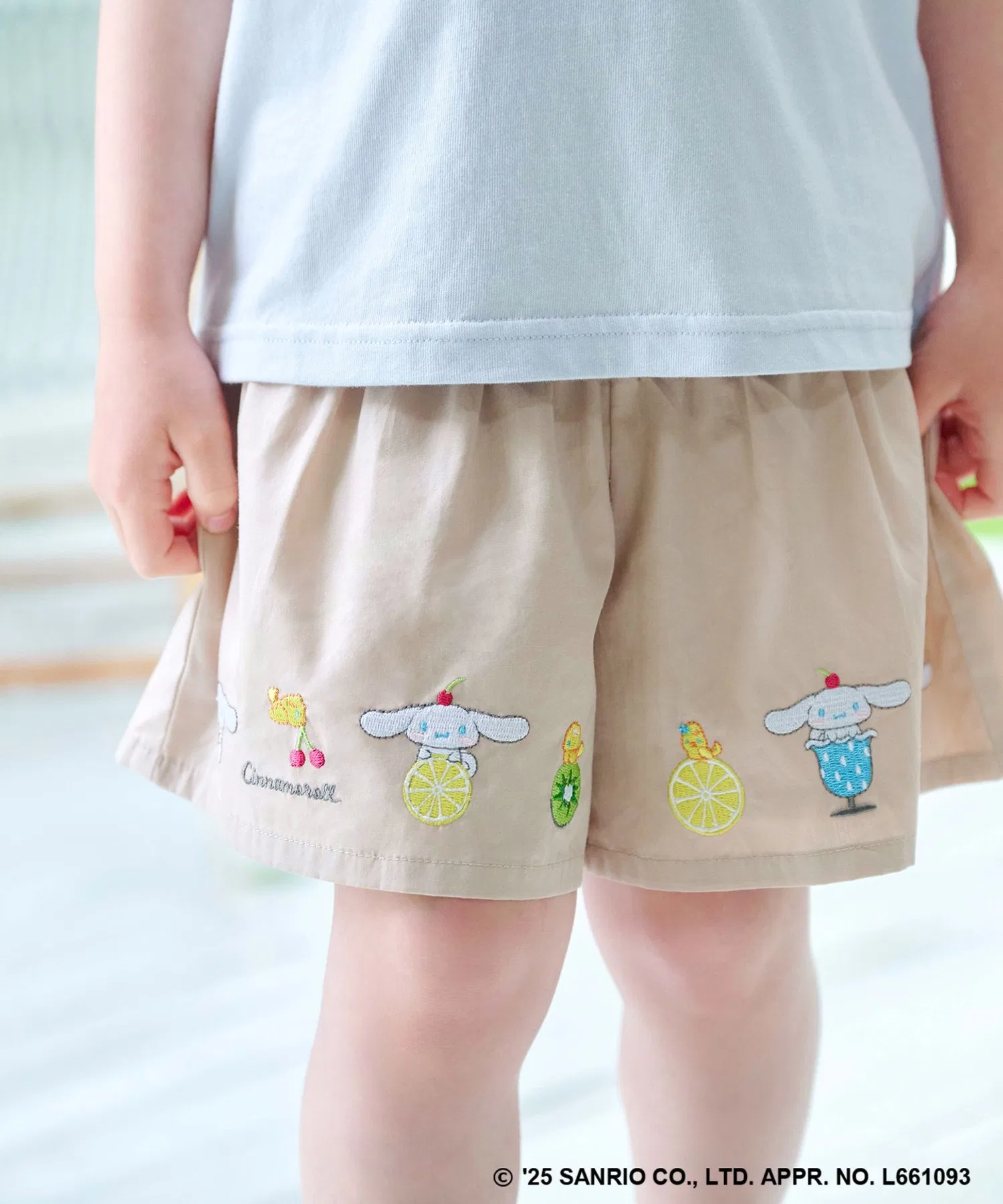 Детские хлопковые кюлоты с вышивкой ANY FAM × Sanrio Characters бежевые