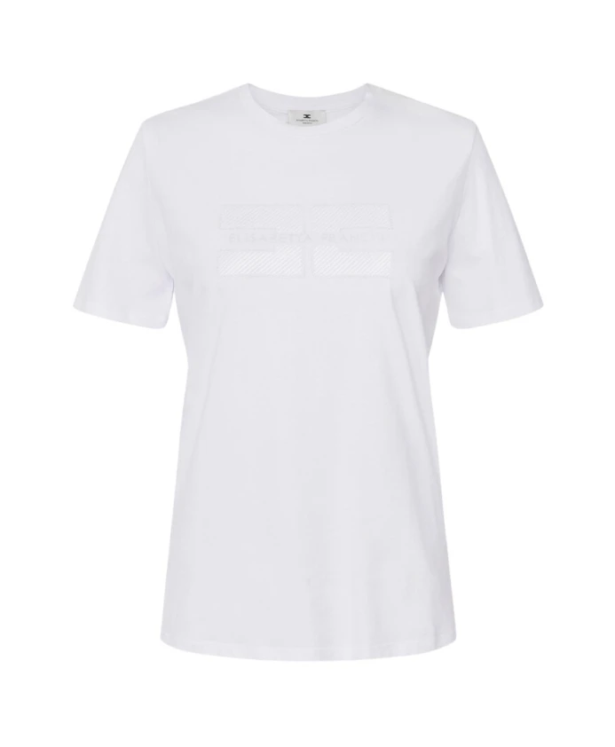 

Джерсийская футболка с вышитым логотипом и стразами. Elisabetta Franchi, белый