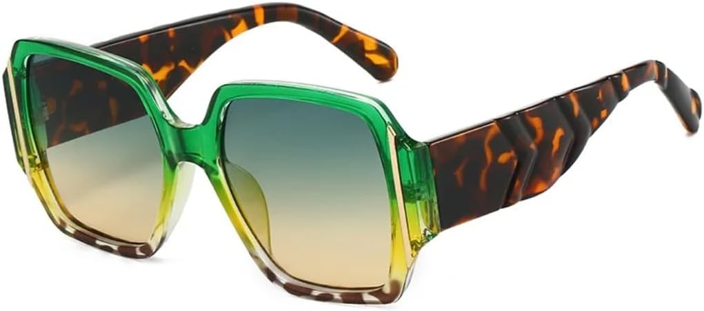 

Ретро квадратные женские солнцезащитные очки с леопардовым градиентным дизайном, повседневные, подходящие для всех мужчин, модные, с защитой от УФ-излучения UV400 TVTBBVV, Green Leopard Brown