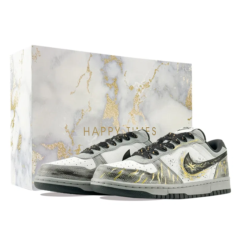 Кроссовки кожаные Nike Big Ash Black Gold