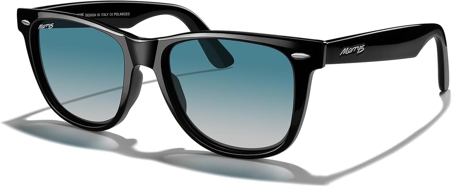 

Классические квадратные поляризованные солнцезащитные очки MERRY для женщин и мужчин, ретро-дизайнерские солнцезащитные очки UV400 S6140 MERRY'S, Black Frame/Green Gradient Lens