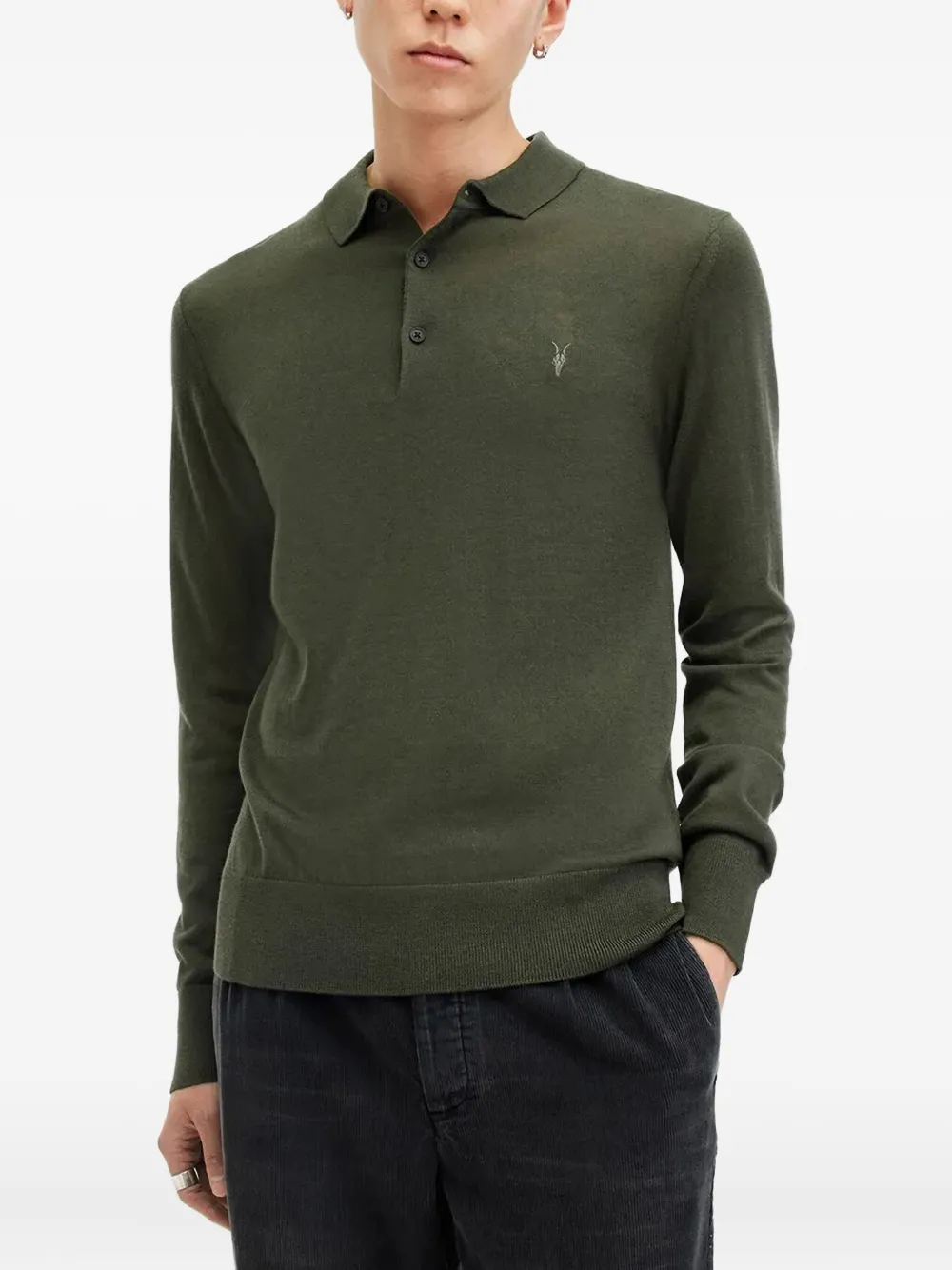 

Поло с длинными рукавами AllSaints, зеленый