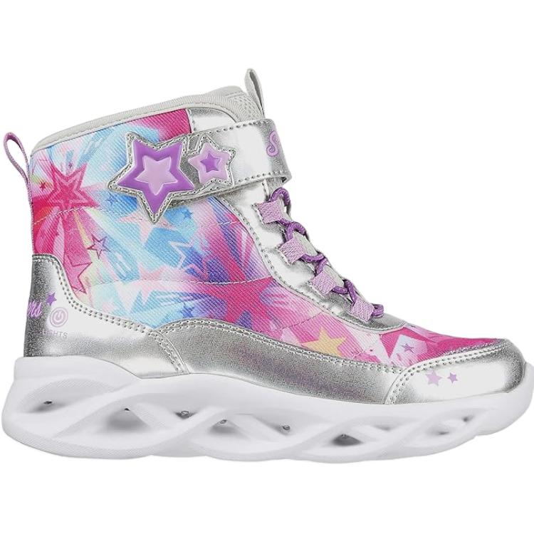 Skechers Kids Высокие термоусадочные устойчивые к истиранию нескользящие детские хлопковые ботинки silver — фото 4