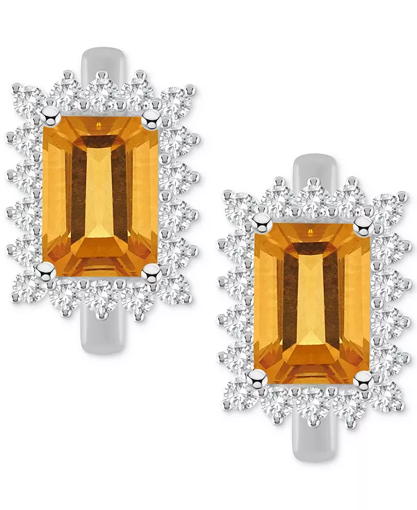 

Серьги-Кольца с ореолом из стерлингового серебра с родолитом (2,5 карата) и белым топазом (3/4 карата) (также с цитрином, голубым топазом, аметистом и перидотом) Macy'S, citrine