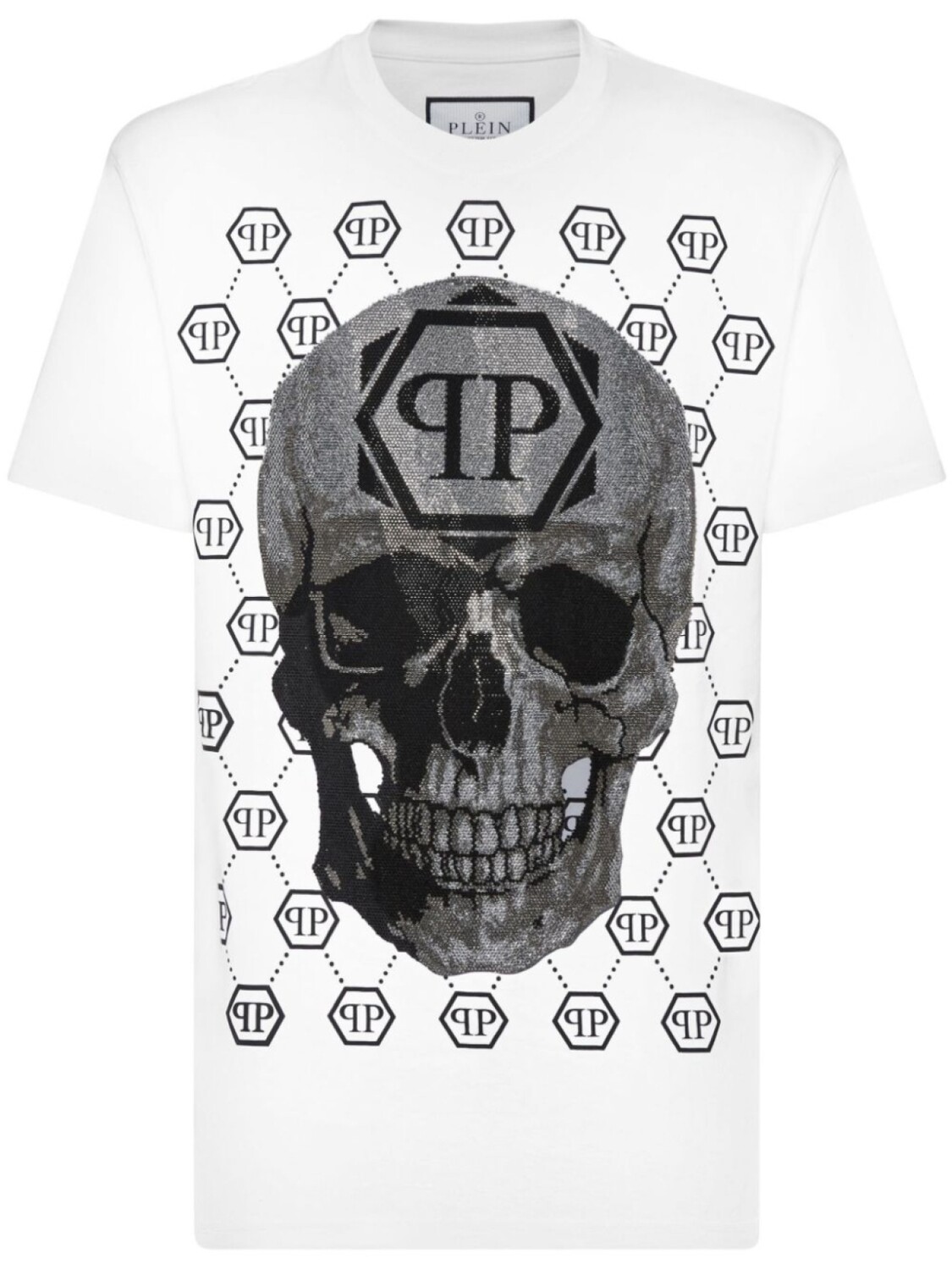

Футболка из хлопка с отделкой стразами от Philipp Plein, белый