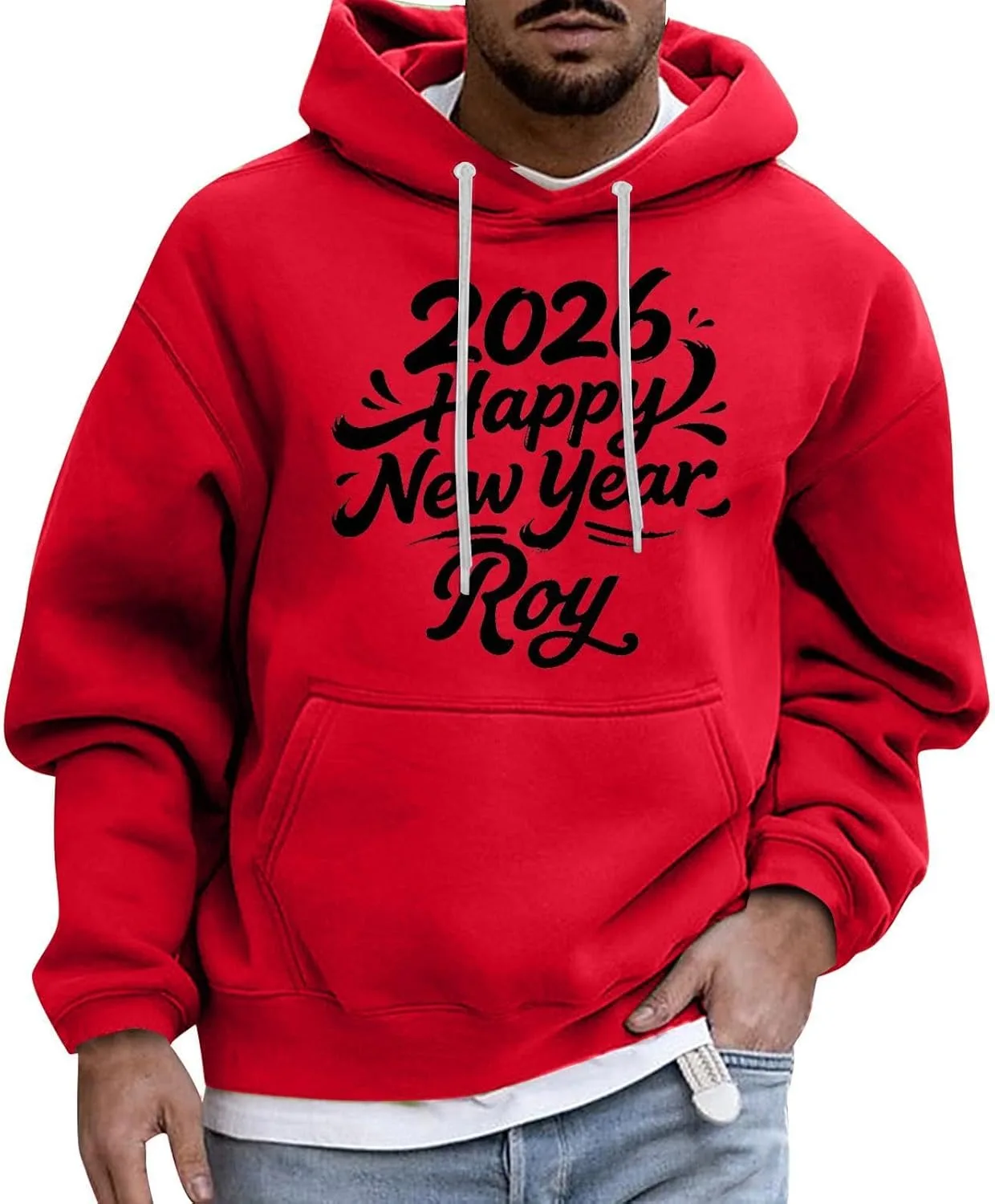 

Толстовка FQZWONG с капюшоном и принтом "С Новым годом 2026"