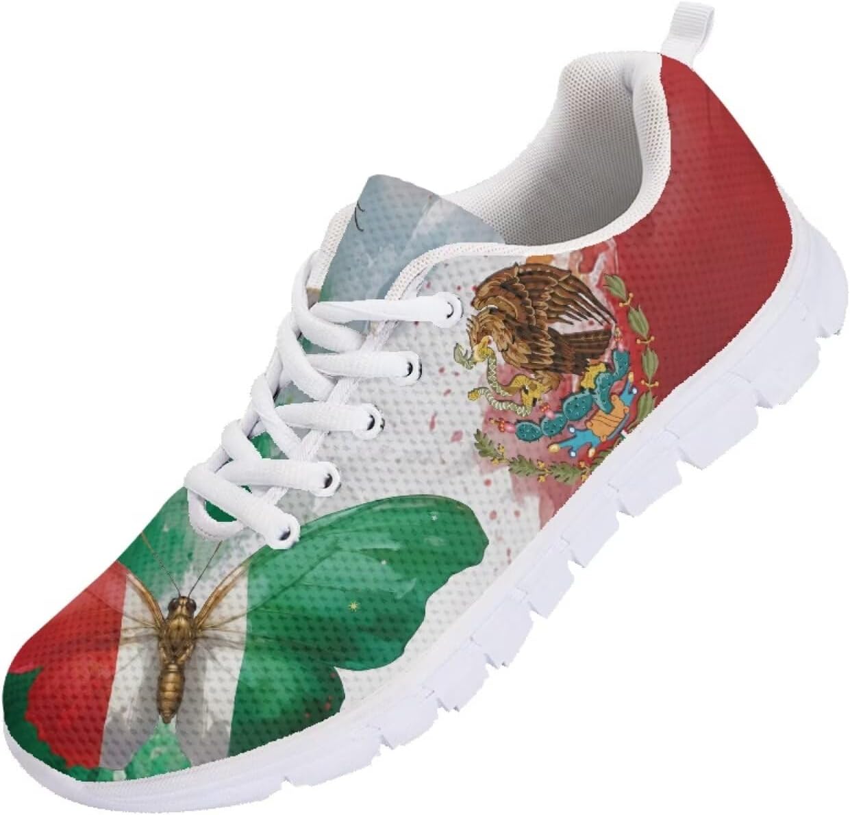 

Женские и мужские кроссовки для бега, модные кеды, легкие спортивные кроссовки для фитнеса и тренировок, для тенниса, бега и походов Getelinseng, Mexican Flag Butterfly