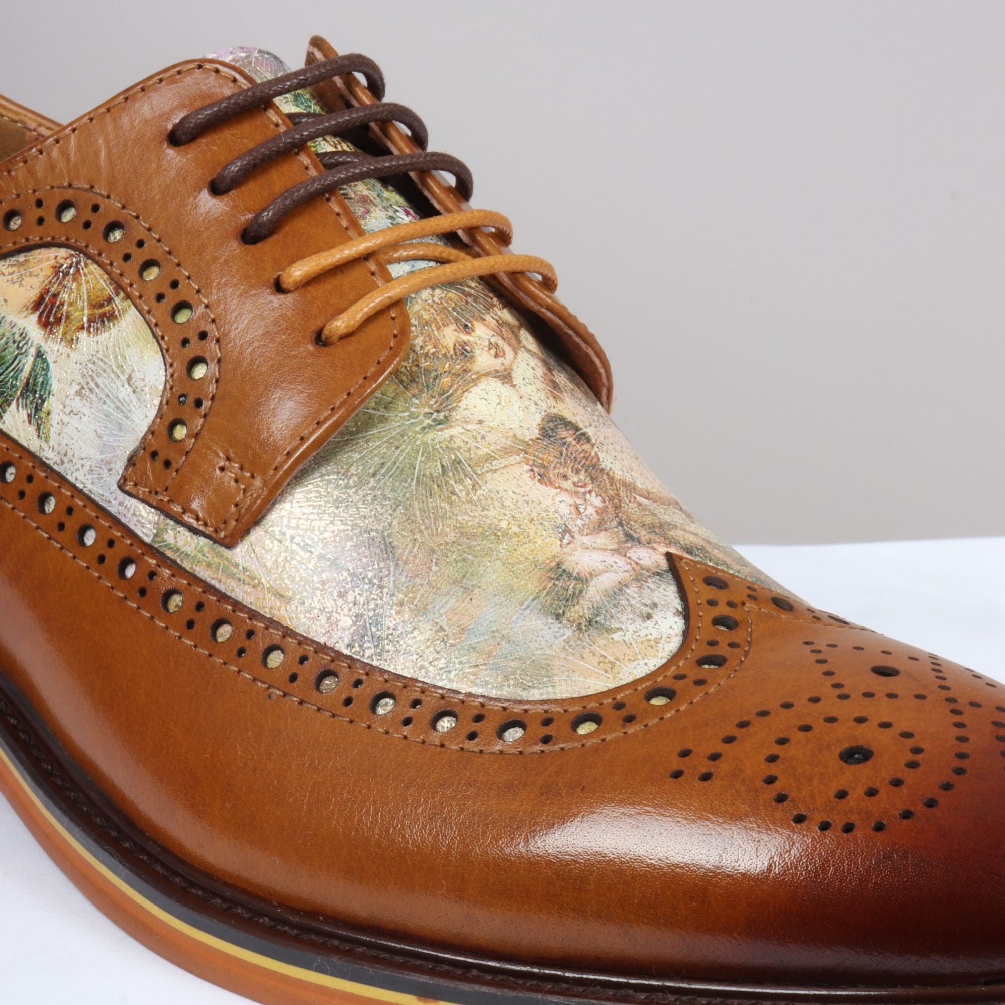 Туфли-оксфорды Scott Iconic Print Leather Brogue на шнуровке для торжественного вечера Justin Reess, коричневый — фото 4