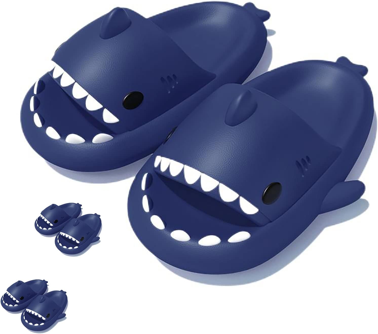 

Шлепанцы с акулами для женщин и мужчин, оригинальные шлепанцы Shark Slides, пляжные и для ванной, шлепанцы с акулой Generic, темно-синий