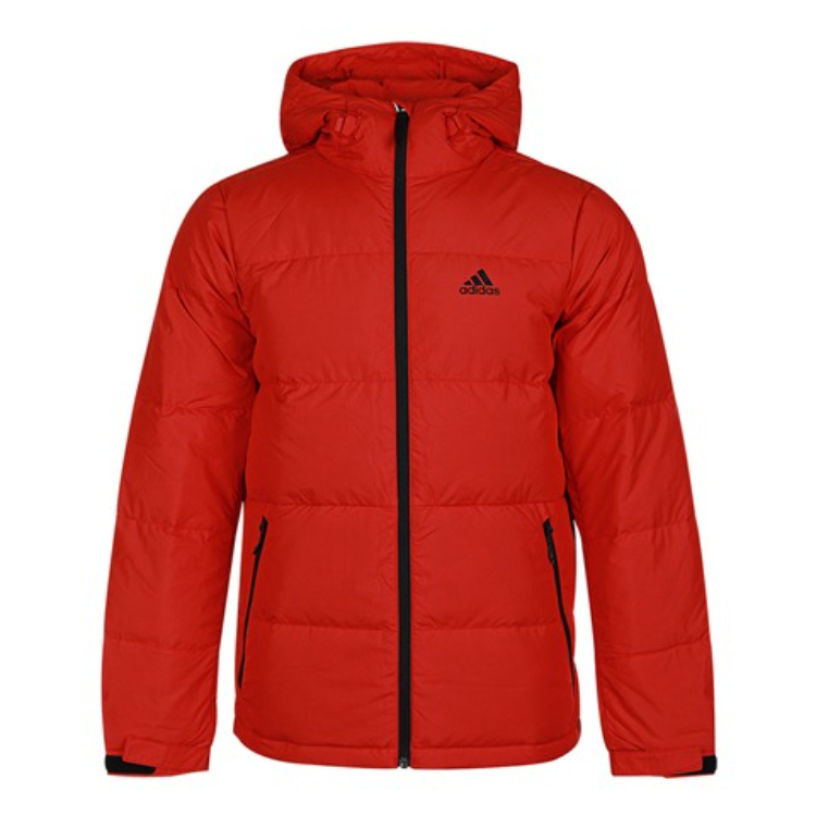 Adidas Пуховик мужской красный с капюшоном Moderate Down Jacket — фото 3