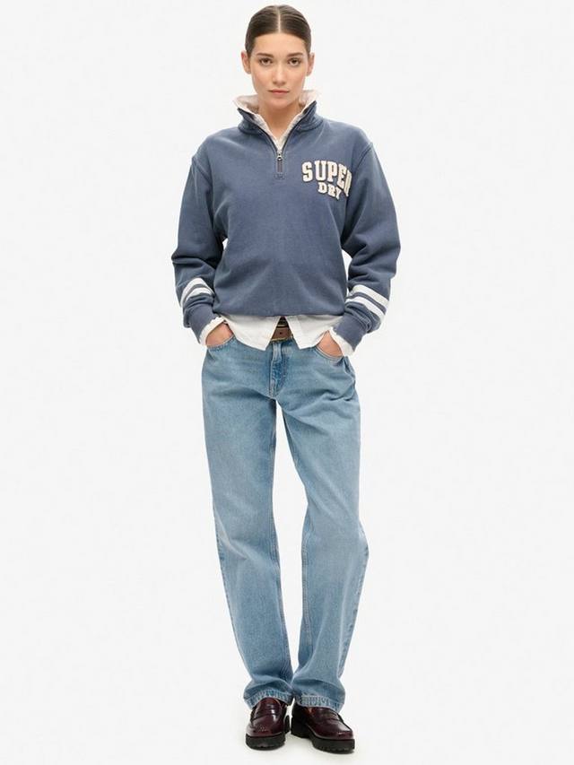 Свитшот с аппликацией Athletic Essentials на молнии до половины Superdry, Mariner Navy/White — фото 3