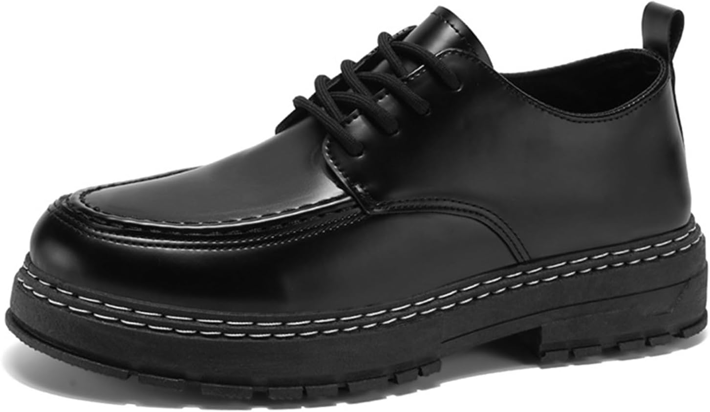 

Мужские классические оксфорды на платформе с круглым носком из ПУ, модные и удобные, с шнуровкой и рифленой подошвой, противоскользящие, для офиса, свадьбы и работы Nxnbhsl, черный