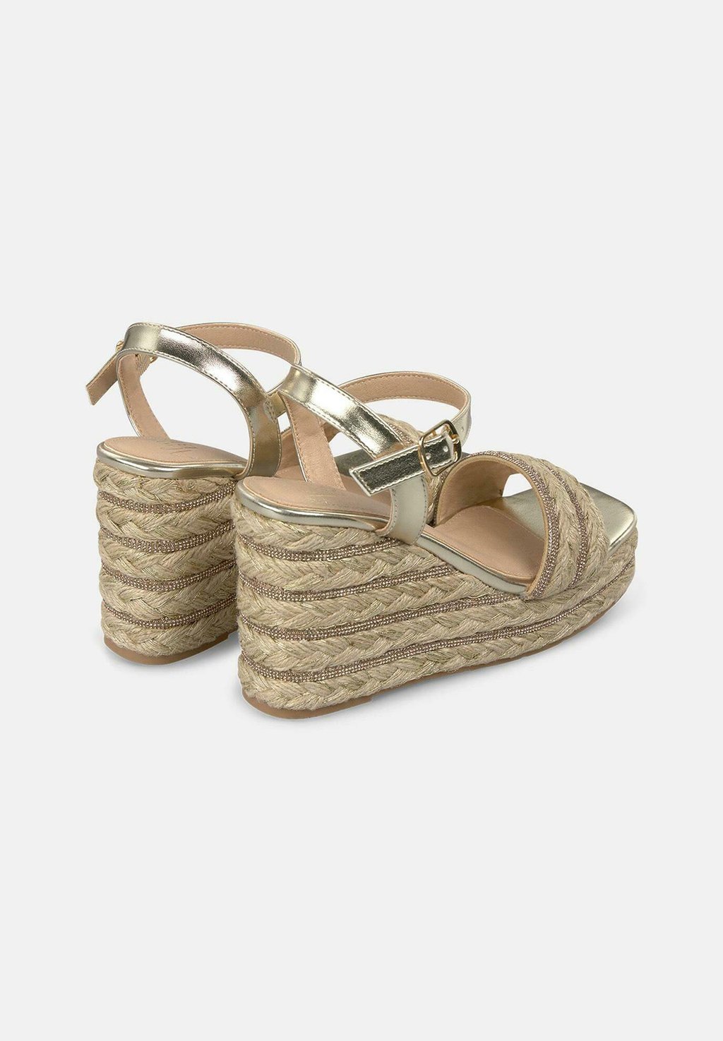 Босоножки на танкетке CON PUNTERA CUADRADA Y CIERRE CON HEBILLA - High heeled sandals Alma Blue, золотой — фото 3