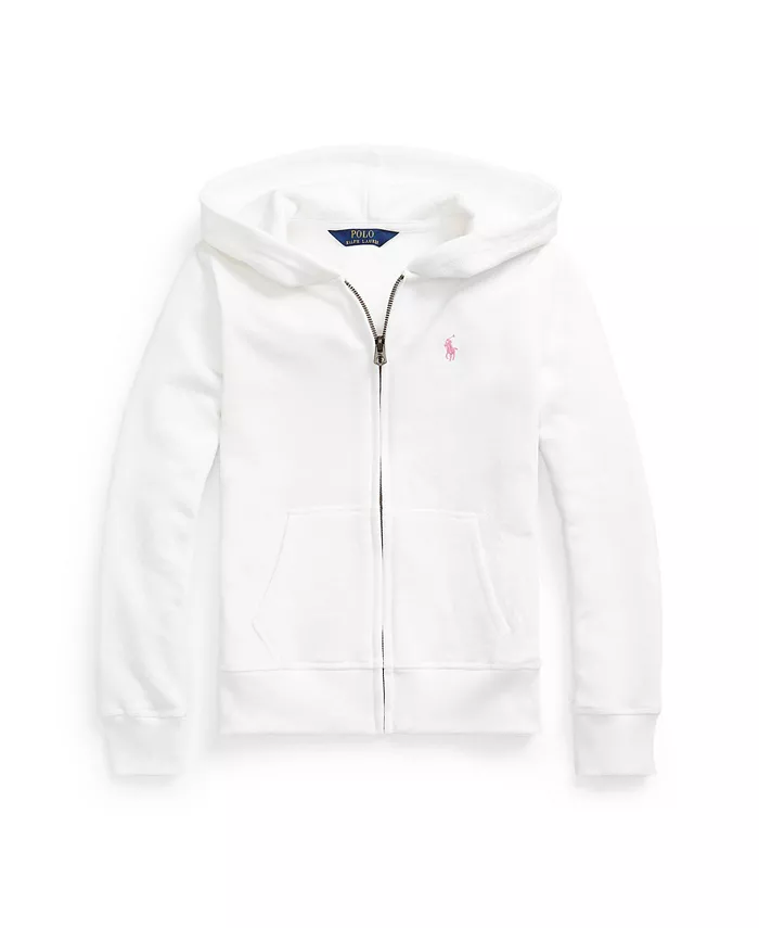 

Толстовка с капюшоном из флиса на молнии для больших девочек Polo Ralph Lauren, белый