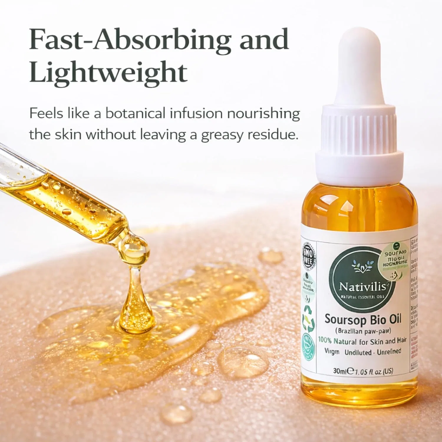 Натуральное органическое масло Nativilis Amazonian Soursop Graviola для кожи и волос Nativilis Natural Essential Oils — фото 4