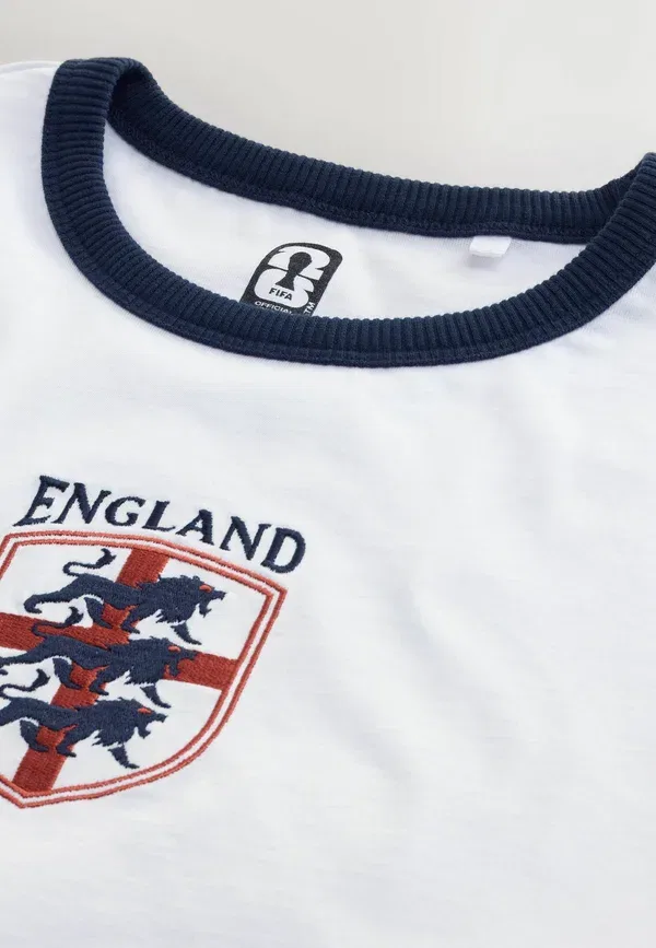 Футболка с принтом Next, Regular fit football ringer t-shirt, белый — фото 3
