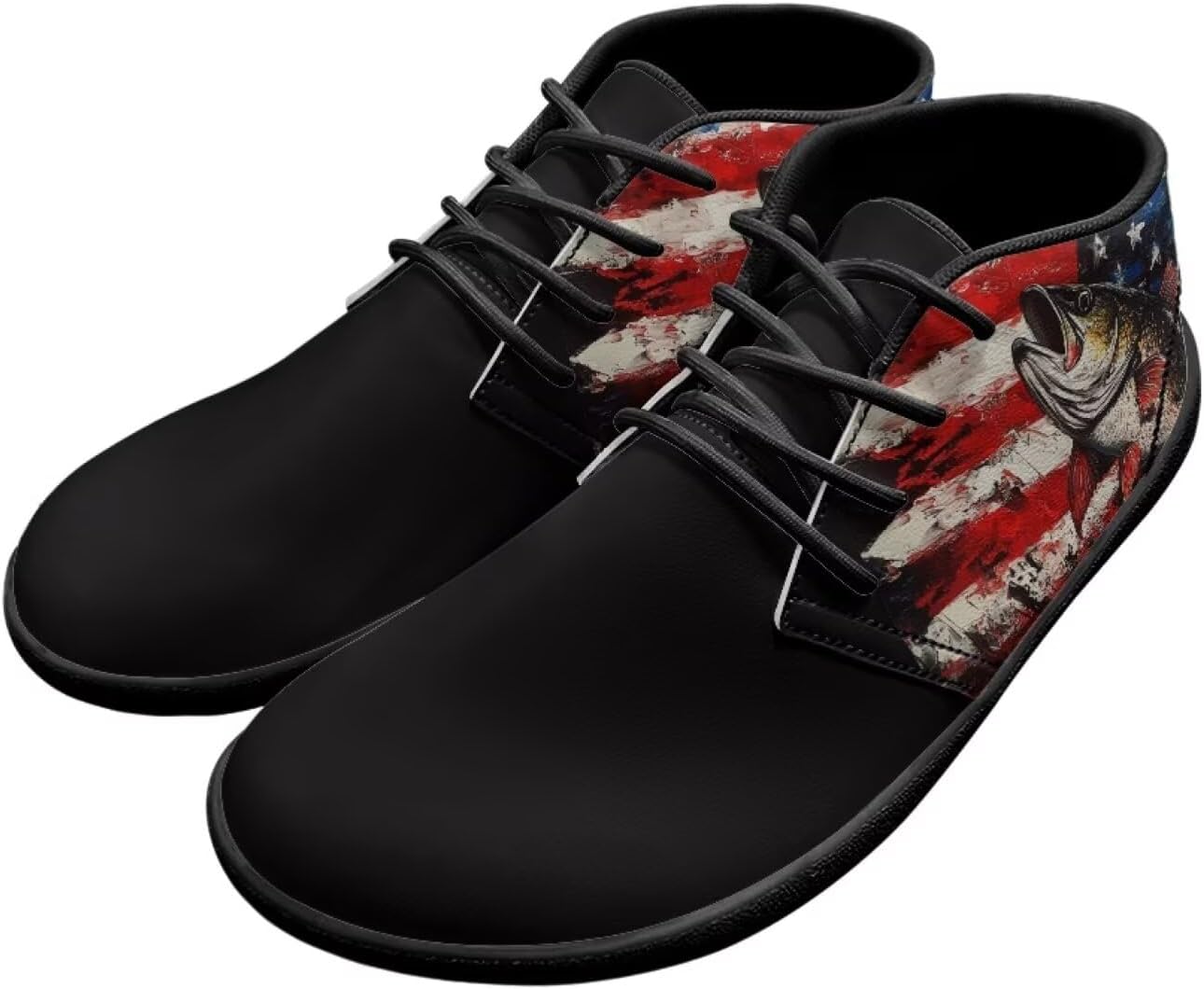 

Мужские кроссовки с широкой носочной частью, для ходьбы, с противоскользящей подошвой и нулевым перепадом, для бега Xixirimido, American Flag Fish Print