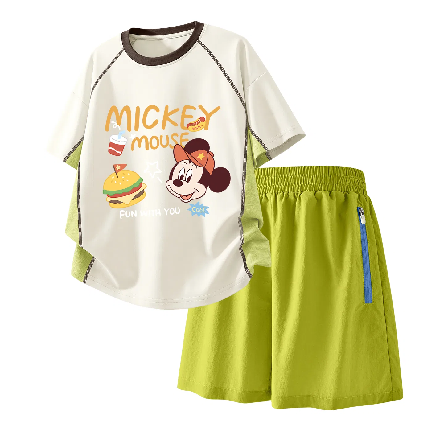 Детский спортивный костюм Casual Sportswear 2 Piece Set Disney, Burgundy White+Solid Camellia Green