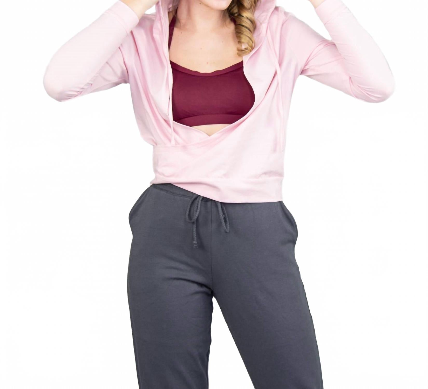 

Розовый укороченный худи с длинными рукавами и перекрещивающимися деталями Body Wrappers