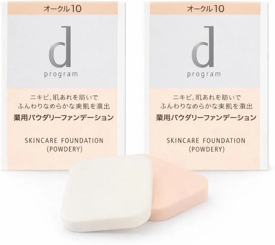 Тональная основа пудровая Shiseido d Program Medicinal Skin Care Foundation Ochre 10, 2 шт.
