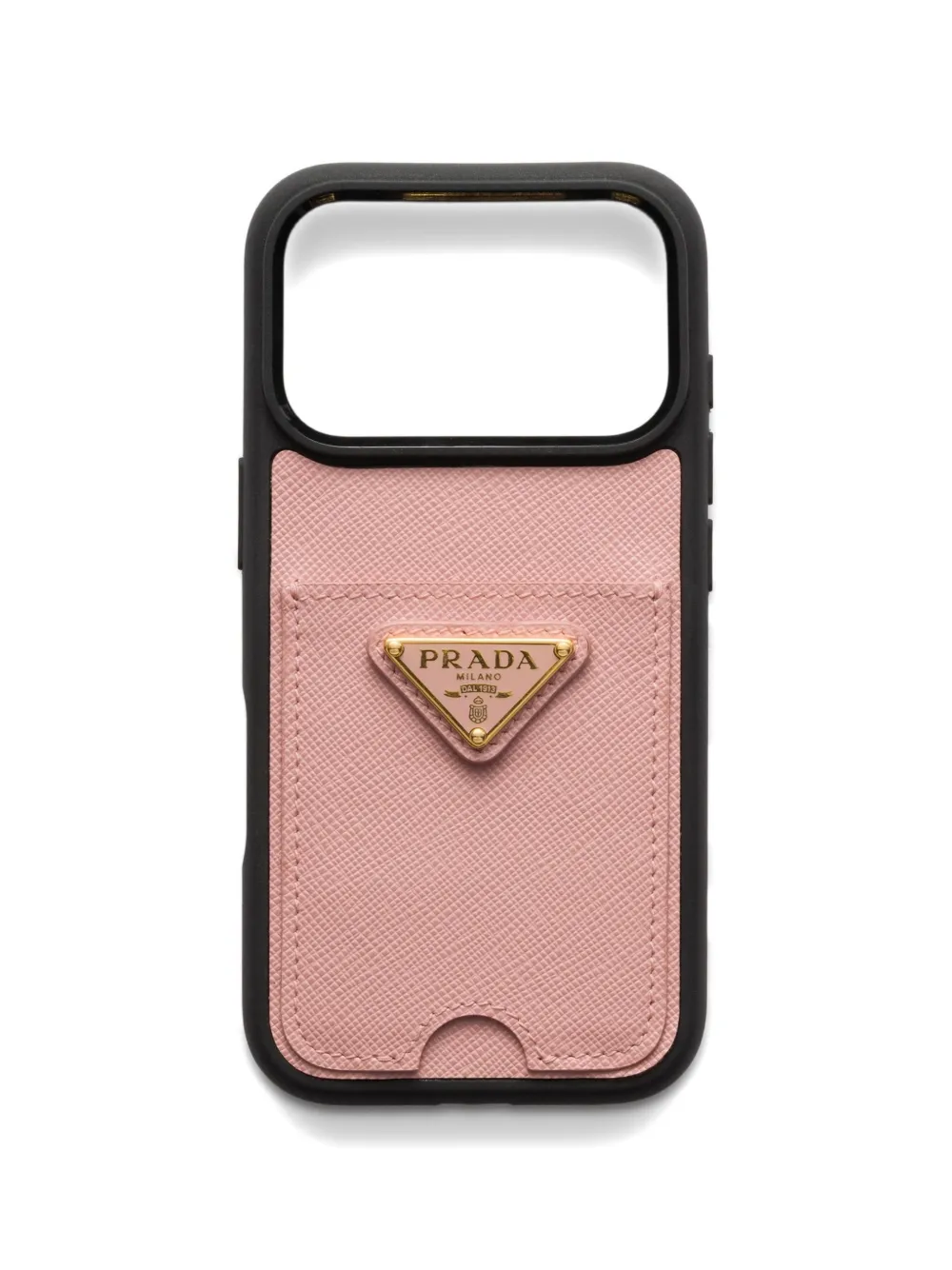 

Чехол для iPhone 17 Pro из кожи с треугольником и слотами для карт Prada, черный