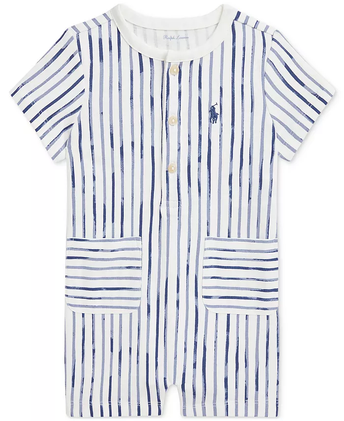

Детский комбинезон-шорты с полосками для мальчиков Polo Ralph Lauren, синий