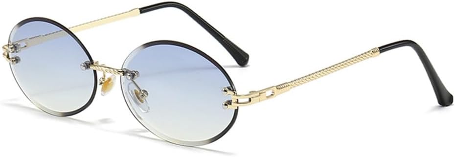 

Овальные солнцезащитные очки без оправы для женщин, маленькая металлическая оправа, прозрачные линзы цвета океана, винтажные солнцезащитные очки для женщин generic, Gradient Gray