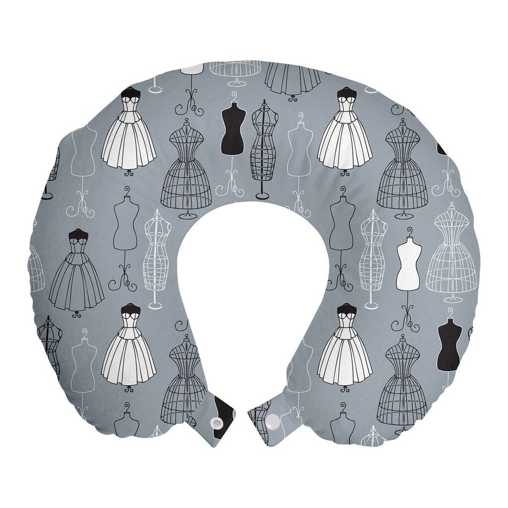 

ABAKUHAUS Fashion Travel Подушка для шеи, Haute Couture Atelier Art, Пенопластовые дорожные принадлежности для самолета и автомобиля, 30x30 см, Синий, Серый, Серый