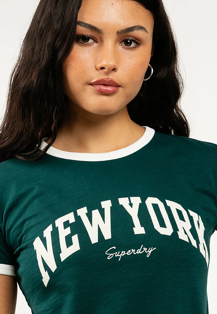 Футболка облегающая, с контрастной окантовкой, Athletic Essential Ringer, белый/черный Superdry — фото 3