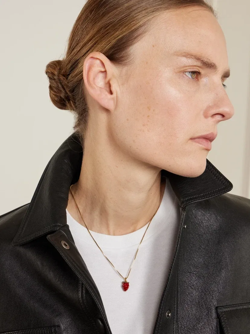Позолоченное эмалевое ожерелье SAINT LAURENT, золотой — фото 2