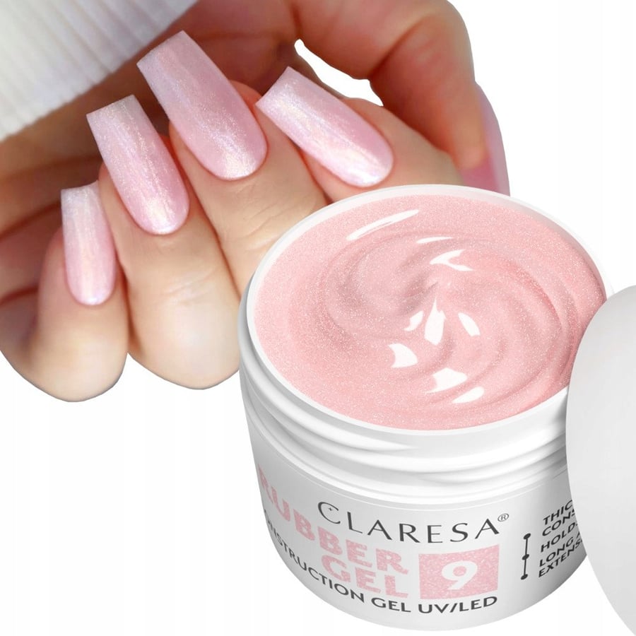 

Claresa Rubber Gel 9 Густой строительный гель с тиксотропией розовый с частицами 90 г Puderek