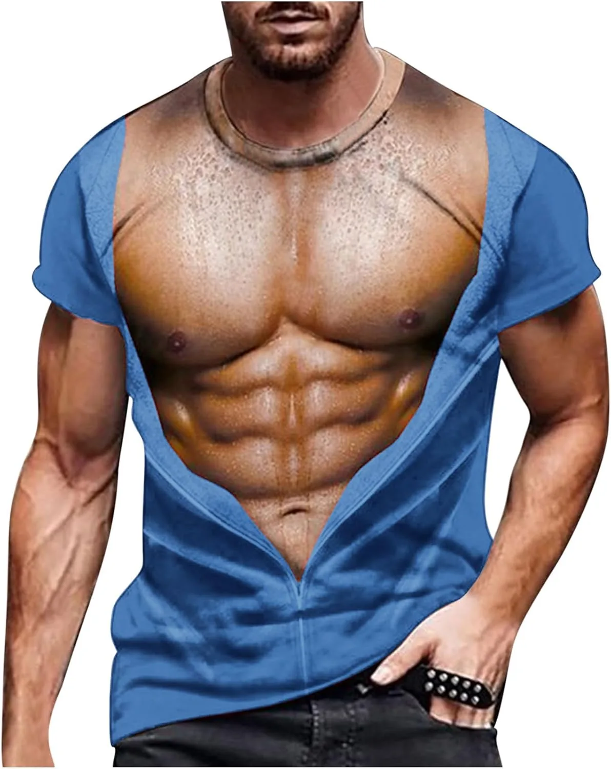 

Футболка с принтом 3D мускулов для мужчин Slim Fit