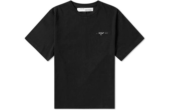 Футболка oversize painting arrow printing cotton round neck short sleeve loose fit black Off-White, черный — фото 2