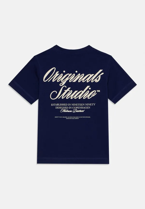 Футболка с принтом jornorrebro typo tee crew neck print tshirt Jack & Jones Junior, Ocean Cavern — фото 2