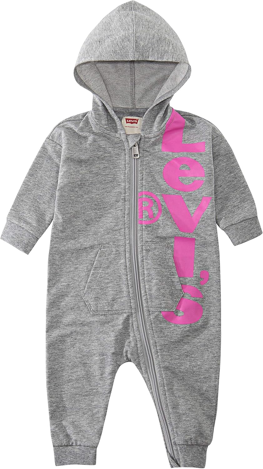 

Детский комбинезон Levi's с капюшоном и длинными рукавами унисекс для малышей, Light Grey Heather