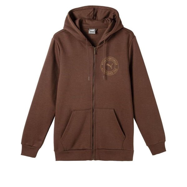 

Куртка tonal sportswear logo zip hoodie 'brown' Puma, коричневый