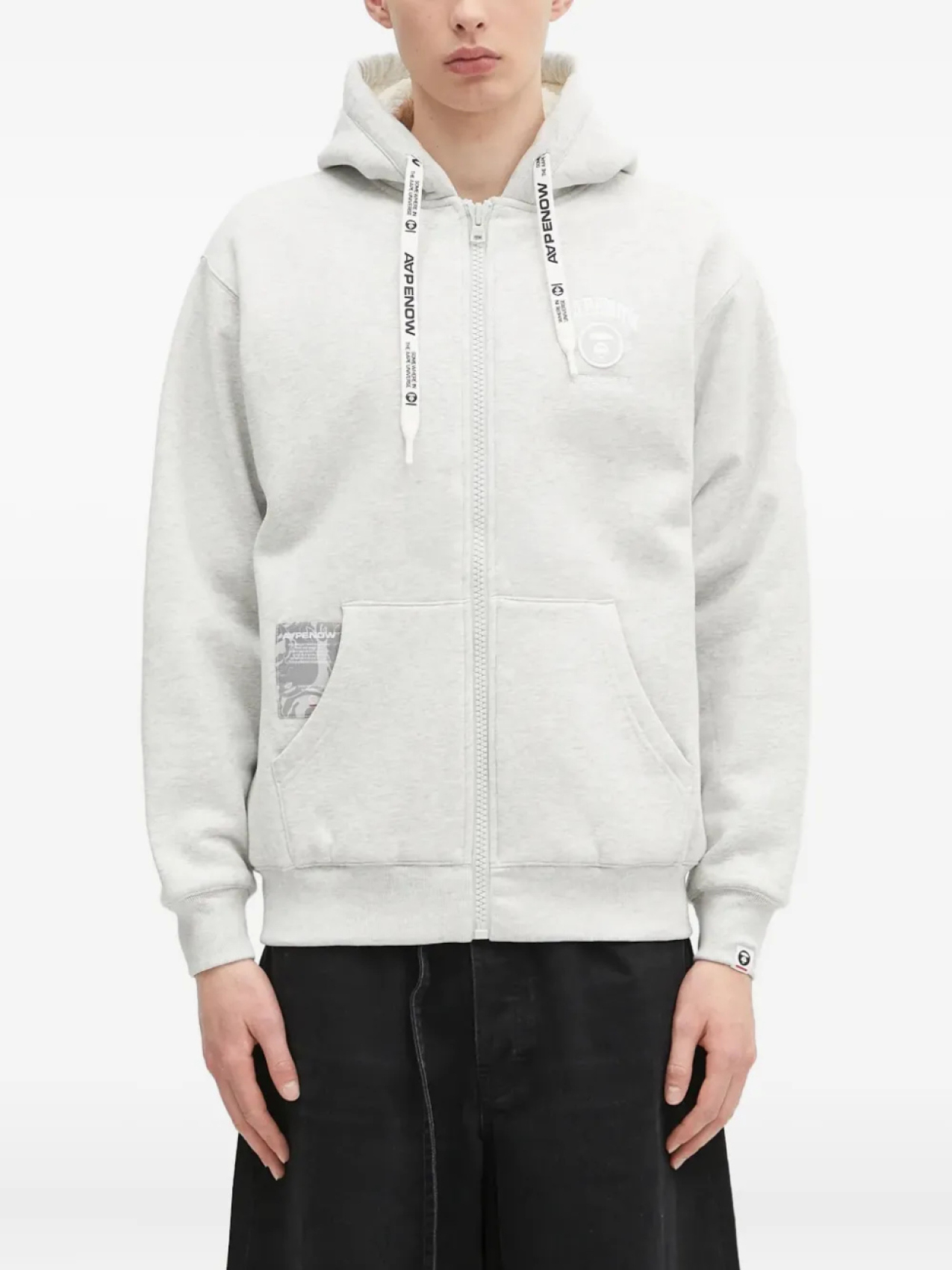 

Толстовка с капюшоном на молнии с логотипом AAPE BY *A BATHING APE, серый