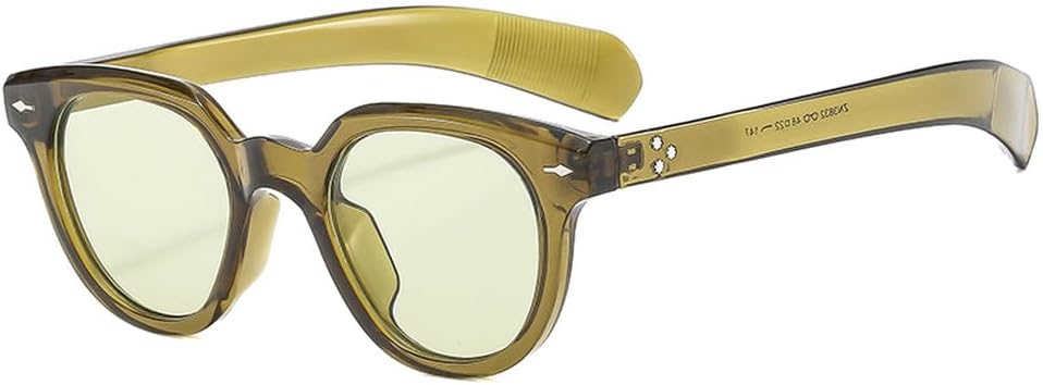 

Модные овальные женские солнцезащитные очки в стиле ретро с заклепками, мужские трендовые солнцезащитные очки с градиентным покрытием UV400 желто-синего цвета TKKTLLT, Olive Green Green