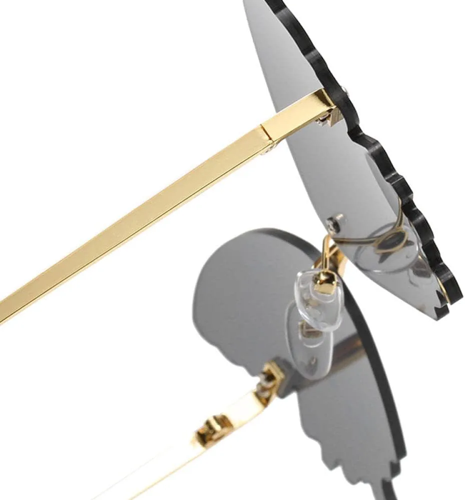 

Винтажные солнцезащитные очки с крыльями стрекозы, модные без оправы, женские, с прозрачными линзами, мужские, розовые, с защитой от УФ-излучения UV400 generic, C1