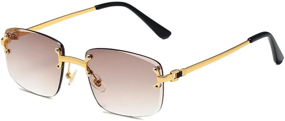 

Солнцезащитные очки UV400 с металлическим градиентом оправы, без оправы, для женщин и мужчин, для бега и занятий спортом на открытом воздухе UYPTK, Brown