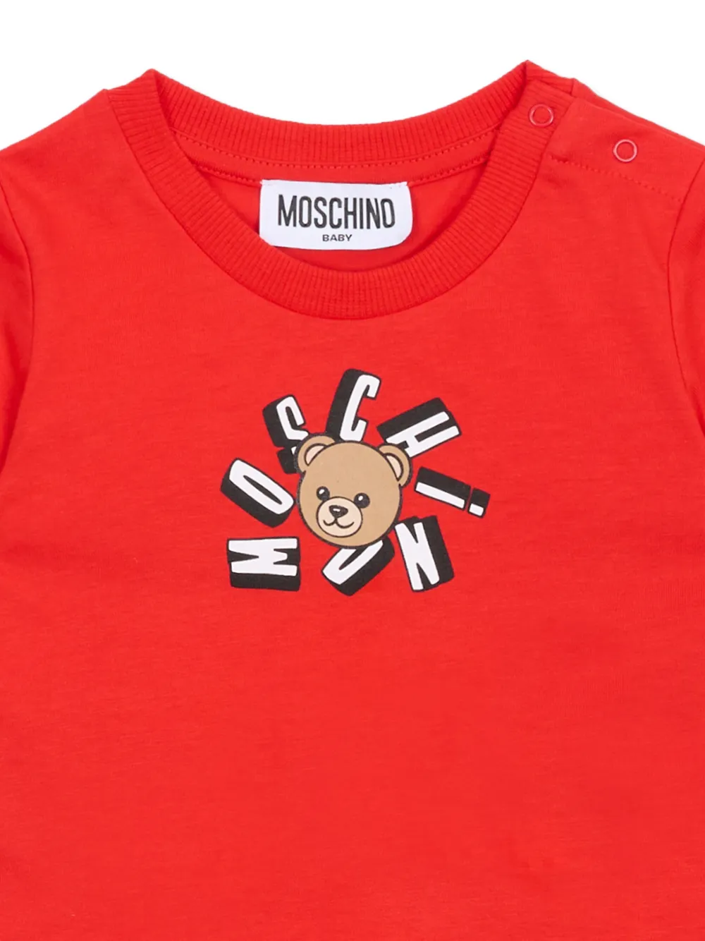Футболка с изображением медведя Moschino Kids, красный — фото 3
