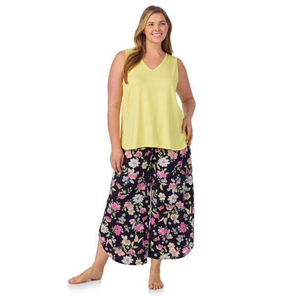 

Комплект пижамы oversize с безрукавкой и брюками-клеш Cuddl Duds, цвет navy floral